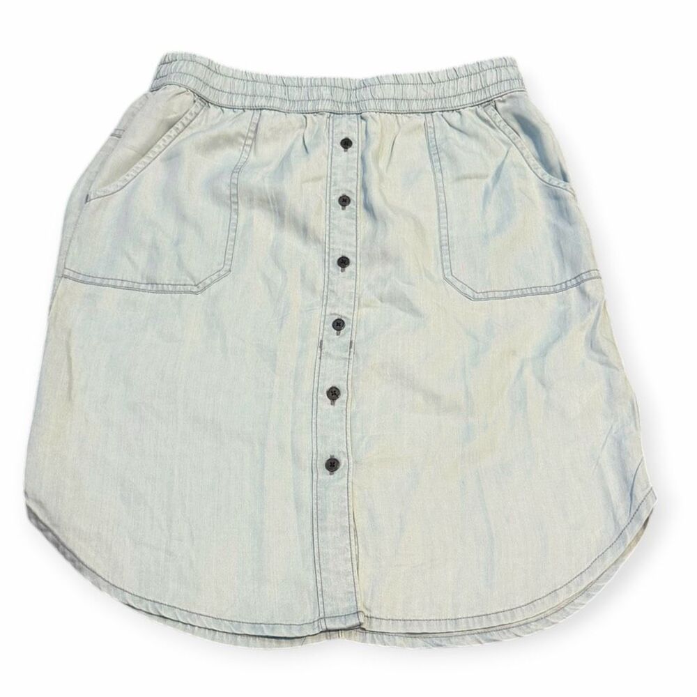PRANA Women’s Shelly Light Wash TENCEL Button Front Mini Skirt Size Small - Picture 2 of 6